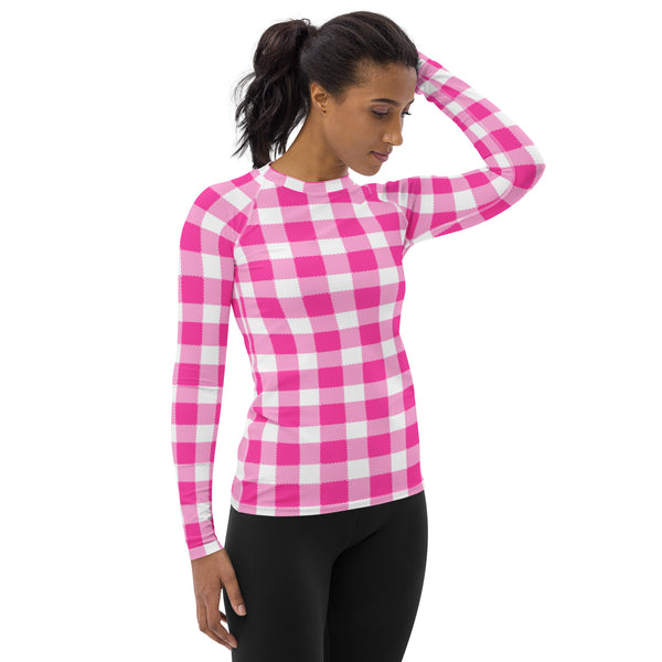 Scalloped Gingham Women's Rash Guard