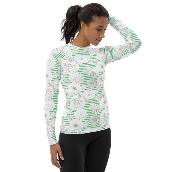 Floral Stripe Women's Rash Guard