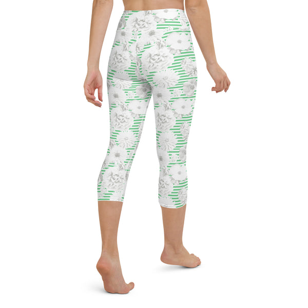 Floral Stripe Yoga Capri Leggings