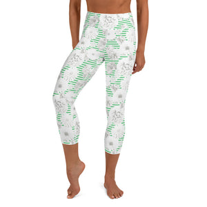 Floral Stripe Yoga Capri Leggings