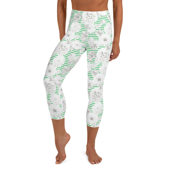 Floral Stripe Yoga Capri Leggings