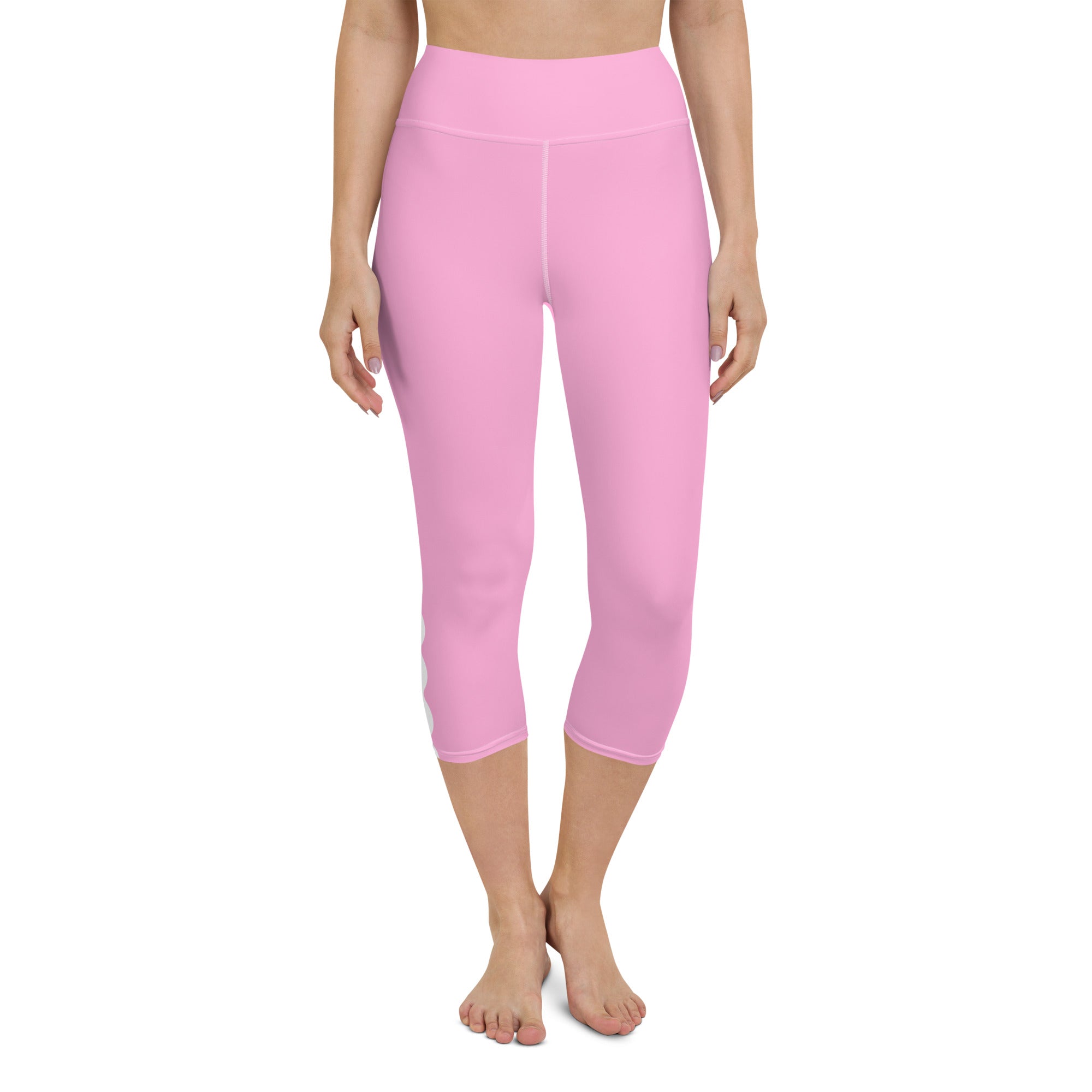 Palm Springs Pink Ric Rac Scalloped Stripe Yoga Capri Leggings