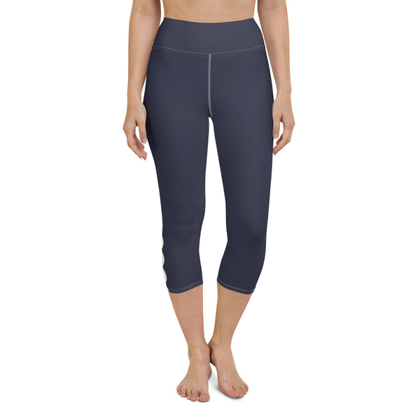 Palm Springs Navy Blue Ric Rac Scalloped Stripe Yoga Capri Leggings