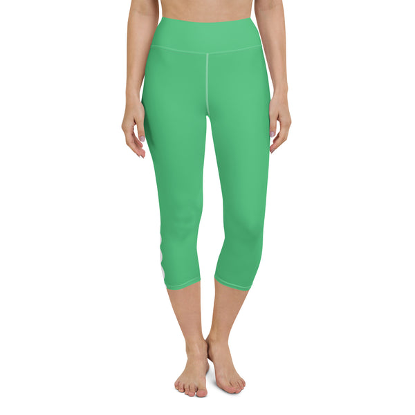 Palm Springs Spring Green Ric Rac Scalloped Stripe Yoga Capri Leggings