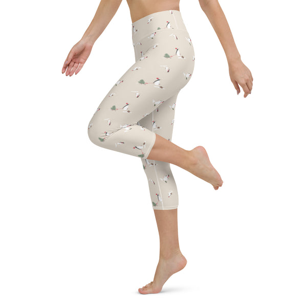 Holiday Penguins Yoga Capri Leggings
