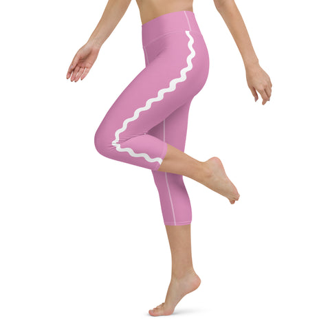 Palm Springs Lilac Ric Rac Scalloped Stripe Yoga Capri Leggings