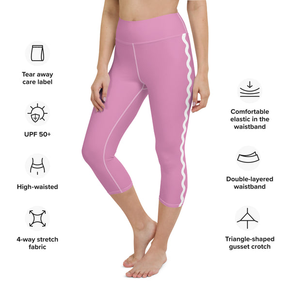 Palm Springs Lilac Ric Rac Scalloped Stripe Yoga Capri Leggings