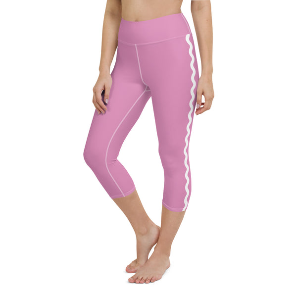 Palm Springs Lilac Ric Rac Scalloped Stripe Yoga Capri Leggings