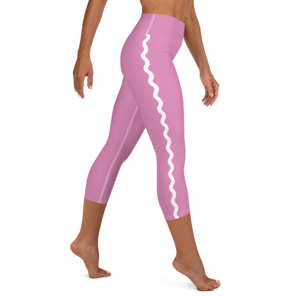 Palm Springs Lilac Ric Rac Scalloped Stripe Yoga Capri Leggings