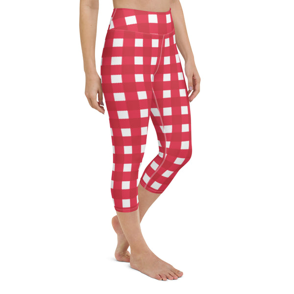 Holiday Scalloped Gingham Yoga Capri Leggings