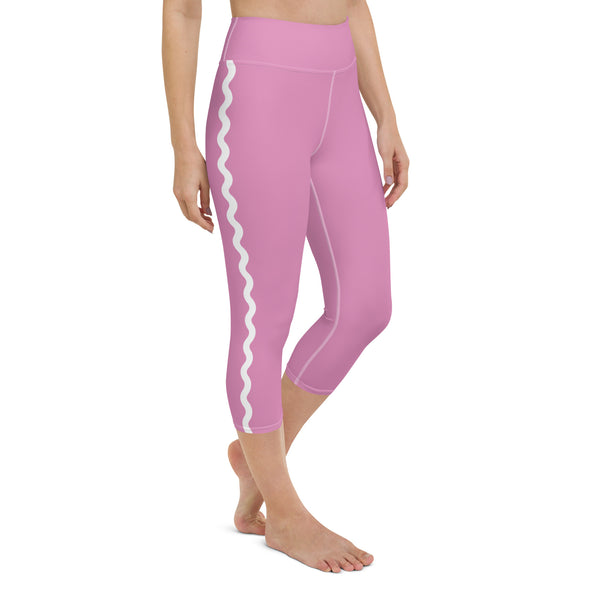 Palm Springs Lilac Ric Rac Scalloped Stripe Yoga Capri Leggings