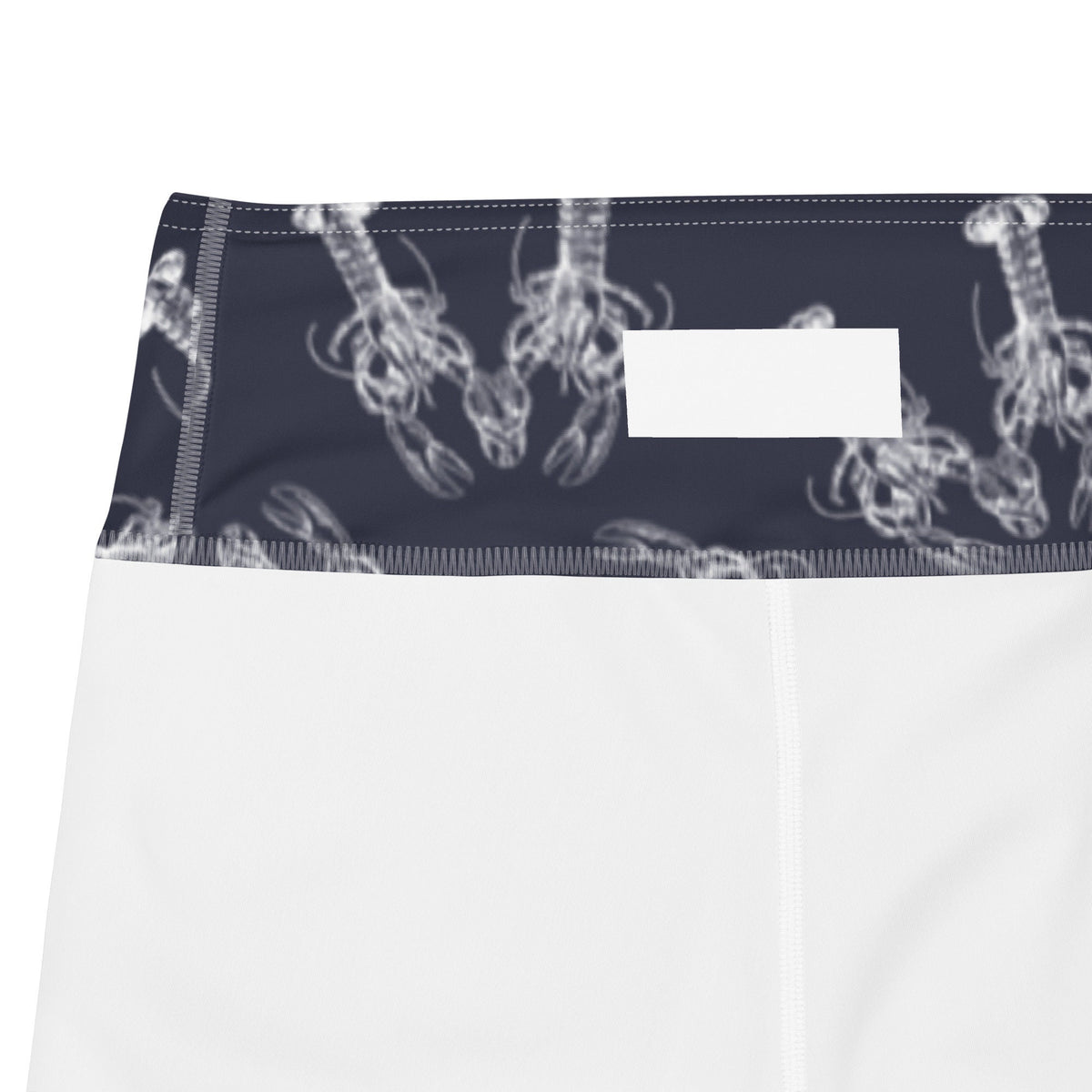 Nauti Love Lobster yoga capri leggings in navy and white by The Happy Fun Shop, photo 10 of 10