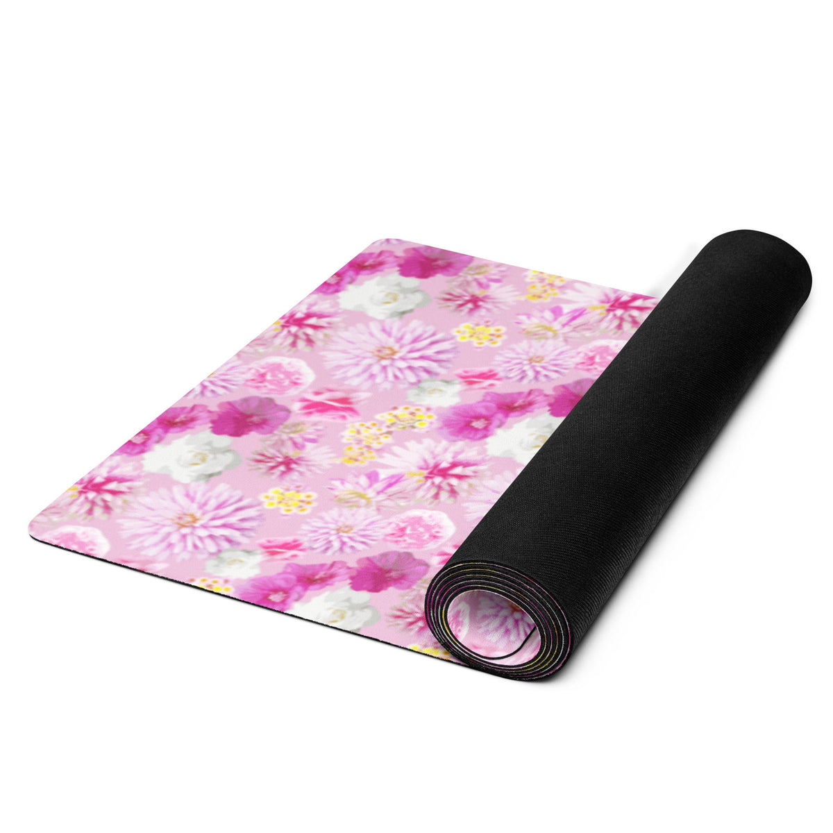 Garden Floral yoga mat in pink by The Happy Fun Shop, photo 3 of 6