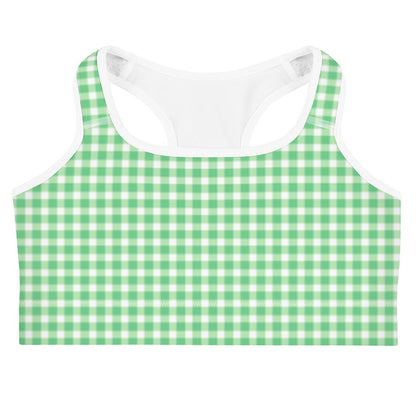 Scalloped Gingham Bright Green Sports Bra | Coastal Preppy Activewear | Happy Preppy Workout Bra | 5