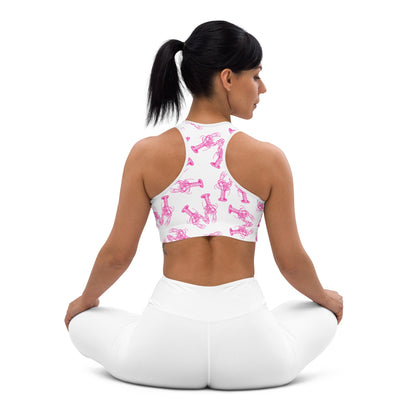 Lobster Love sports bra in pink by The Happy Fun Shop, photo 6 of 8
