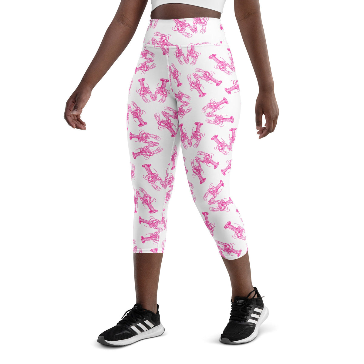 Lobster Love yoga capri leggings in pink by The Happy Fun Shop, photo 3 of 10