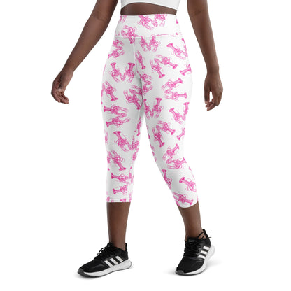 Lobster Love yoga capri leggings in pink by The Happy Fun Shop, photo 3 of 10