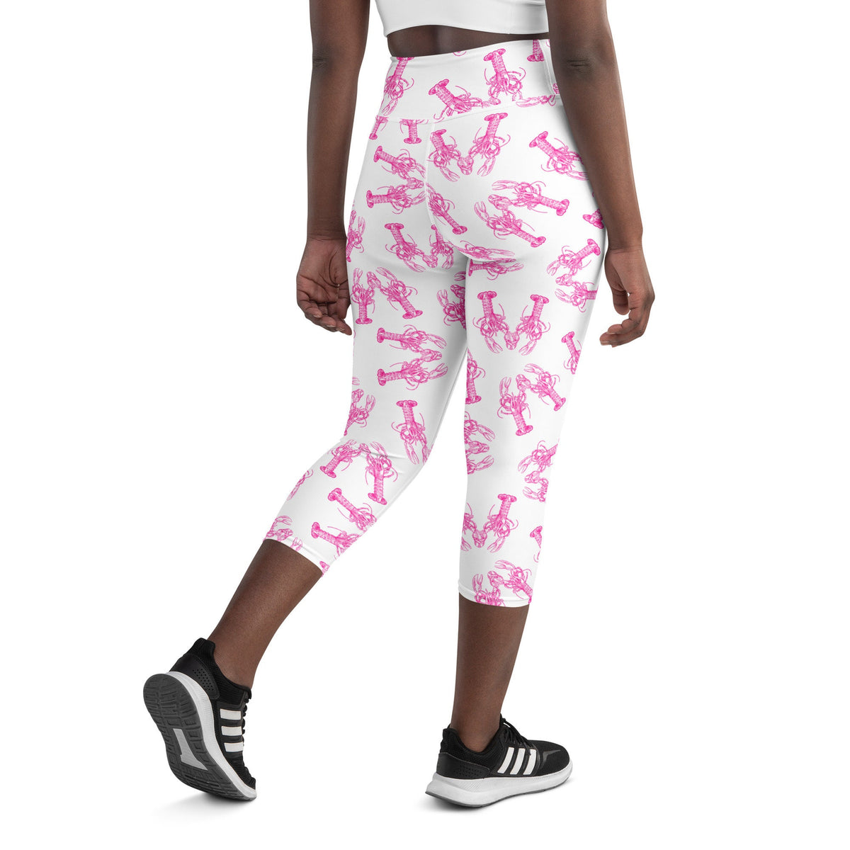 Lobster Love yoga capri leggings in pink by The Happy Fun Shop, photo 5 of 10