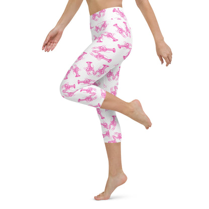 Lobster Love yoga capri leggings in pink by The Happy Fun Shop, photo 2 of 10