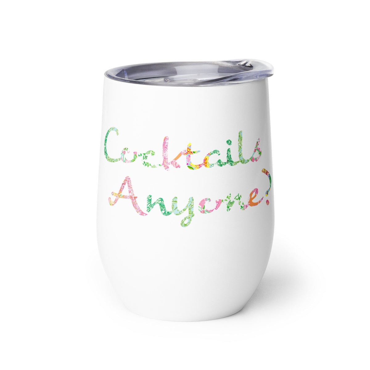 Cocktails Anyone? Pink and Green Floral Wine tumbler