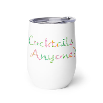 Cocktails Anyone? Pink and Green Floral Wine tumbler