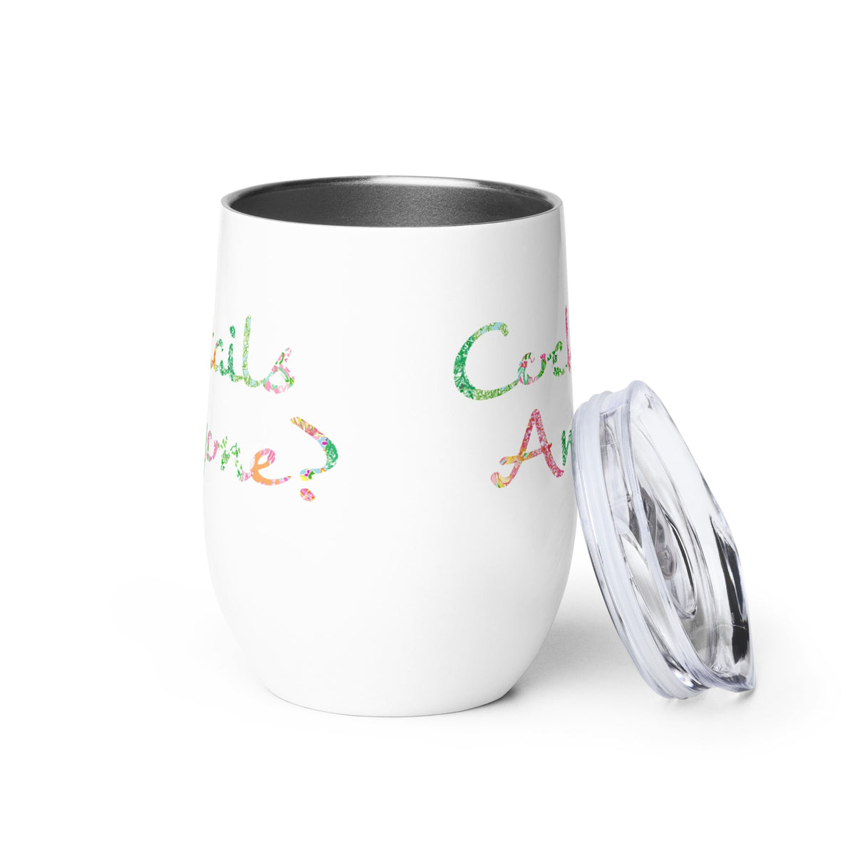 Cocktails Anyone? Pink and Green Floral Wine tumbler