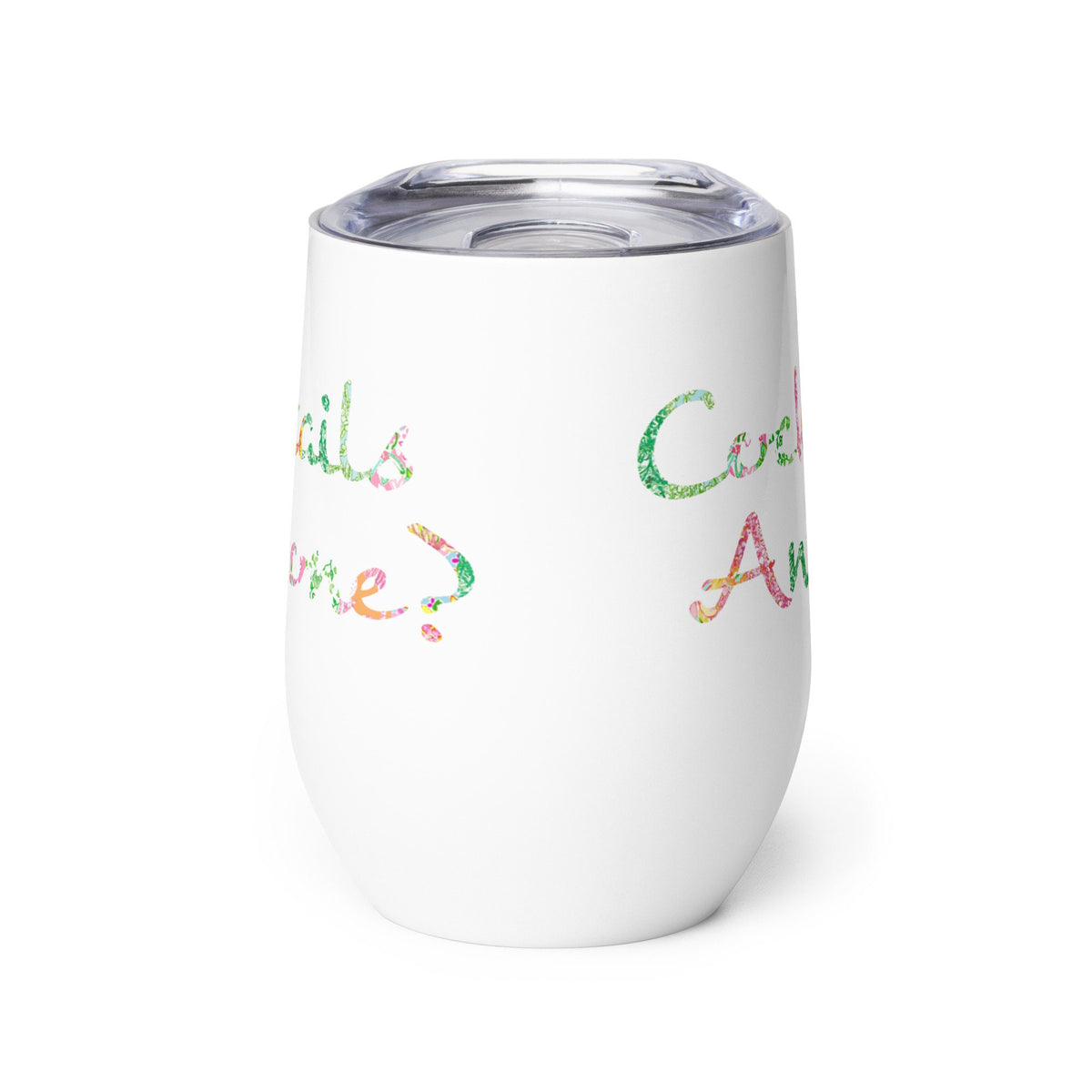 Cocktails Anyone? Pink and Green Floral Wine tumbler