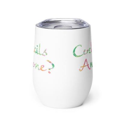 Cocktails Anyone? Pink and Green Floral Wine tumbler