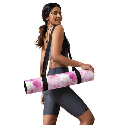 Garden Floral yoga mat in pink by The Happy Fun Shop, photo 2 of 6
