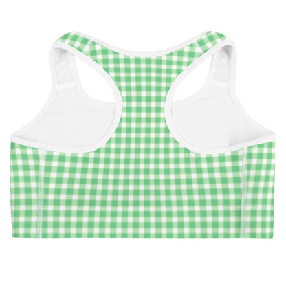 Scalloped Gingham Bright Green Sports Bra | Coastal Preppy Activewear | Happy Preppy Workout Bra | 5