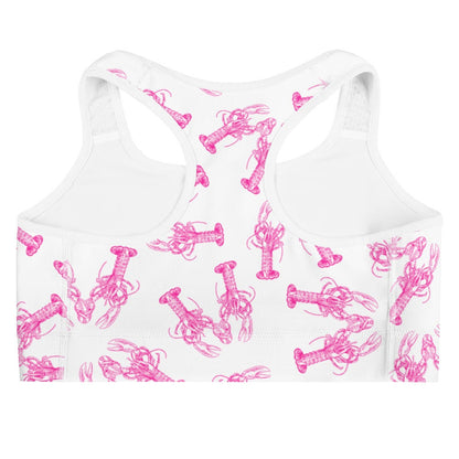 Lobster Love sports bra in pink by The Happy Fun Shop, photo 2 of 8