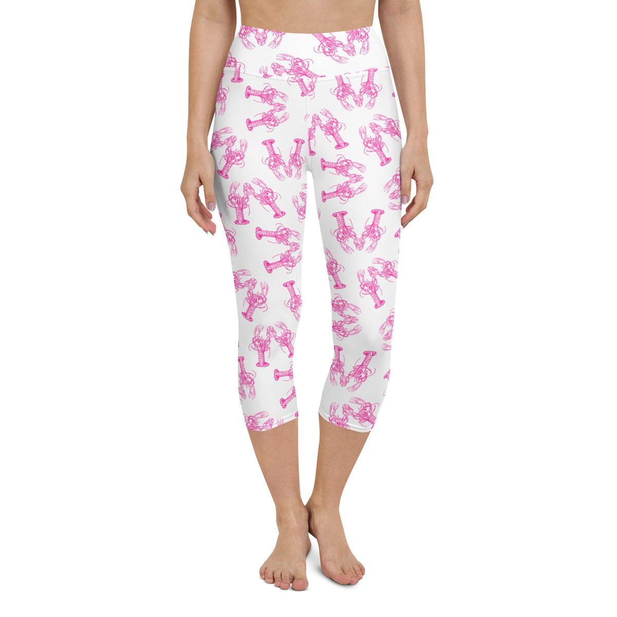 Lobster Love yoga capri leggings in pink by The Happy Fun Shop, photo 1 of 10