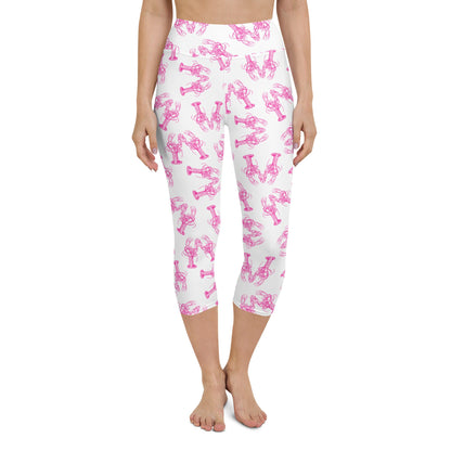 Lobster Love yoga capri leggings in pink by The Happy Fun Shop, photo 1 of 10