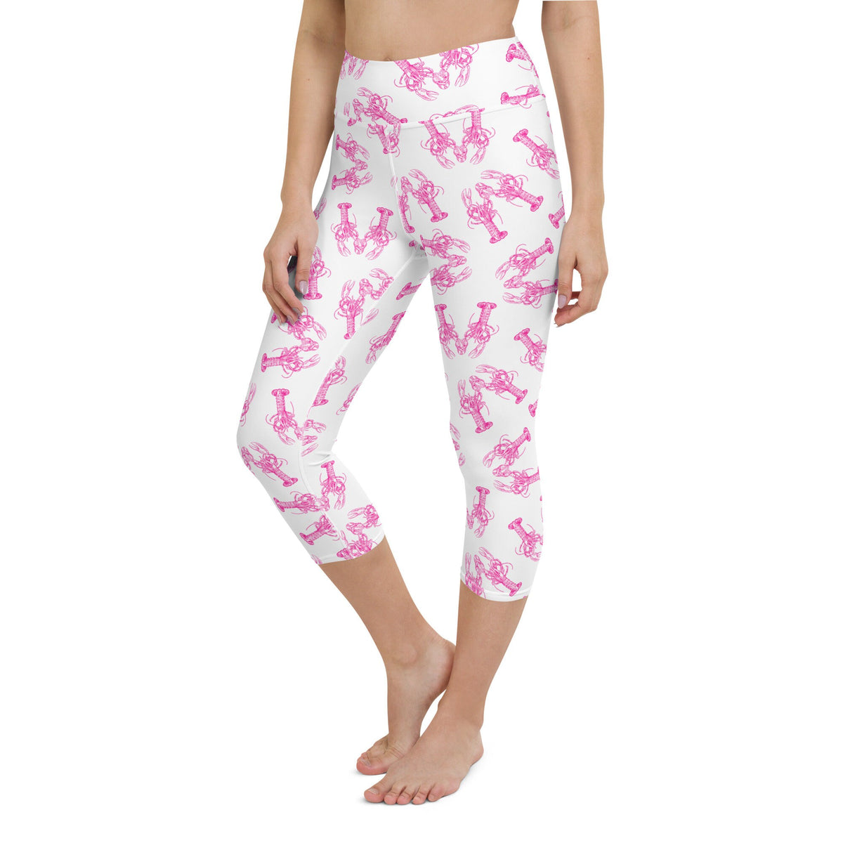 Lobster Love yoga capri leggings in pink by The Happy Fun Shop, photo 4 of 10