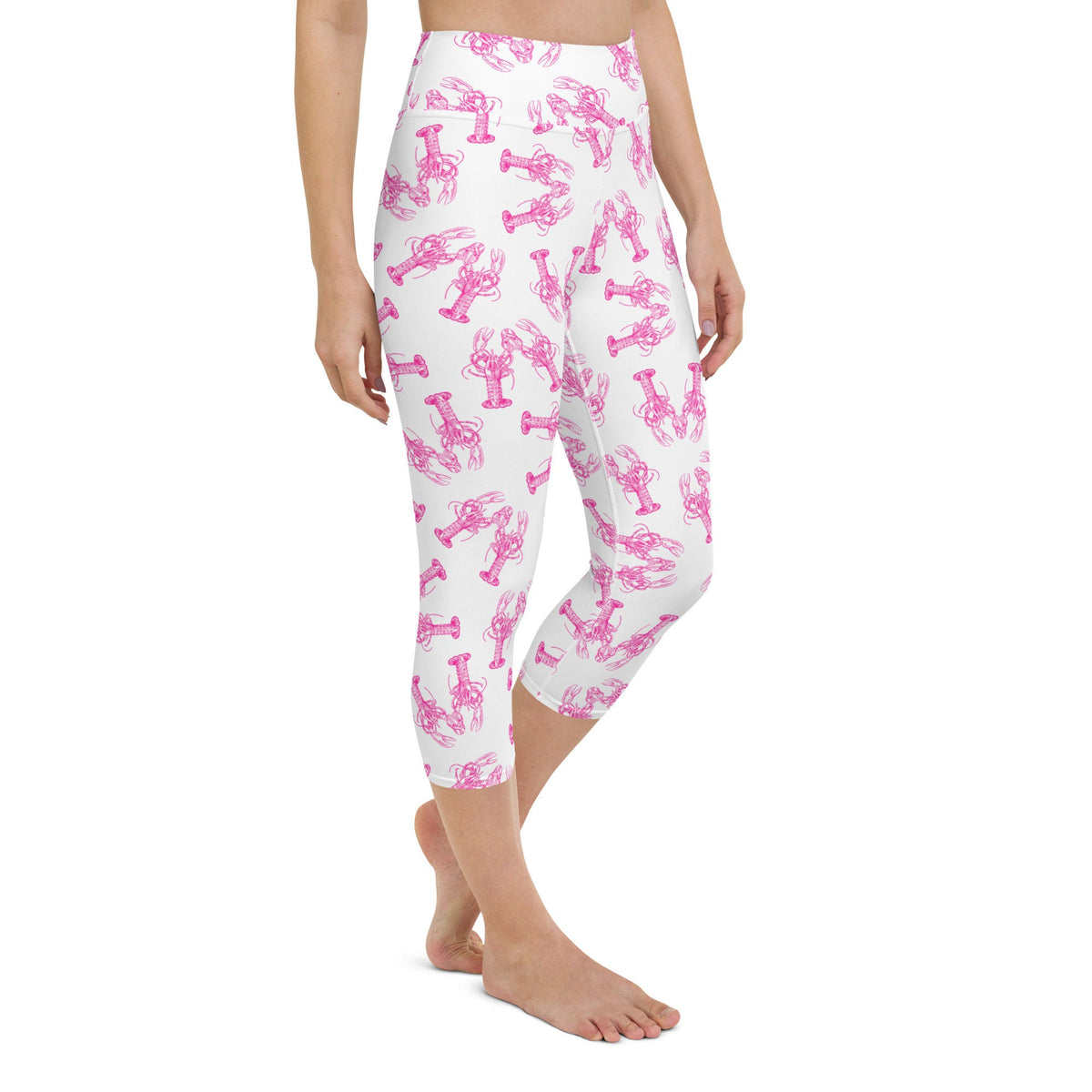 Lobster Love yoga capri leggings in pink by The Happy Fun Shop, photo 7 of 10