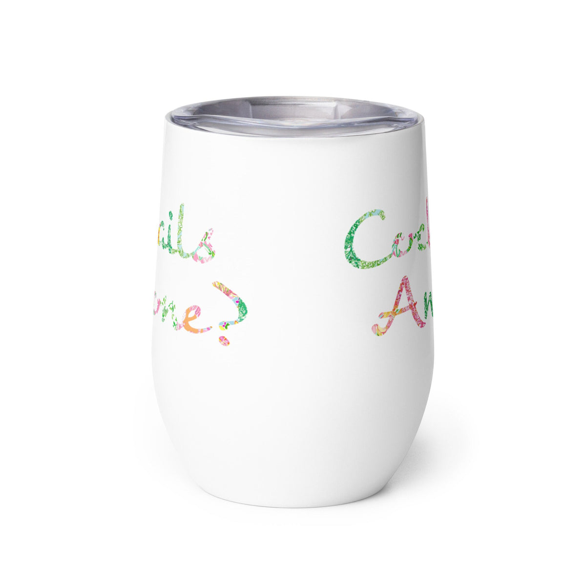 Cocktails Anyone? Pink and Green Floral Wine tumbler