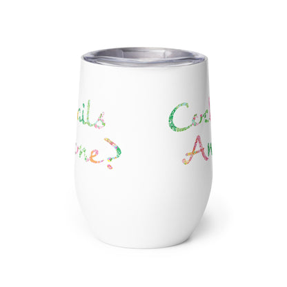 Cocktails Anyone? Pink and Green Floral Wine tumbler
