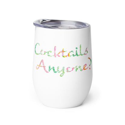 Cocktails Anyone? Pink and Green Floral Wine tumbler