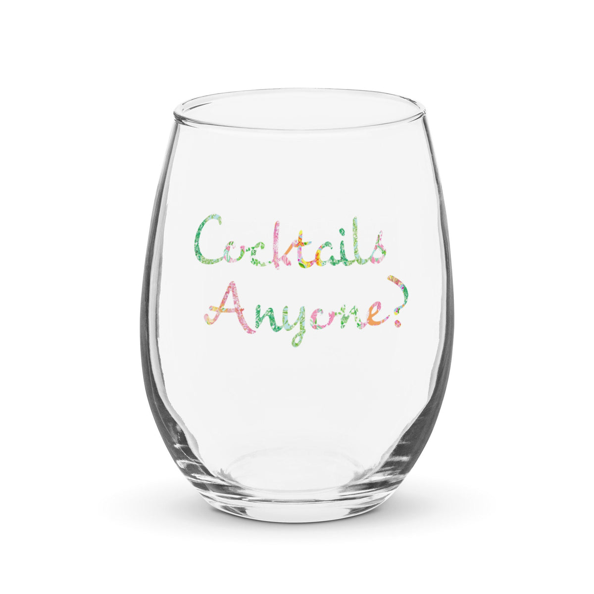 Cocktails Anyone stemless wine glass in pink by The Happy Fun Shop, photo 1 of 5
