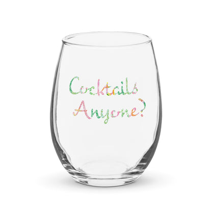 Cocktails Anyone stemless wine glass in pink by The Happy Fun Shop, photo 1 of 5