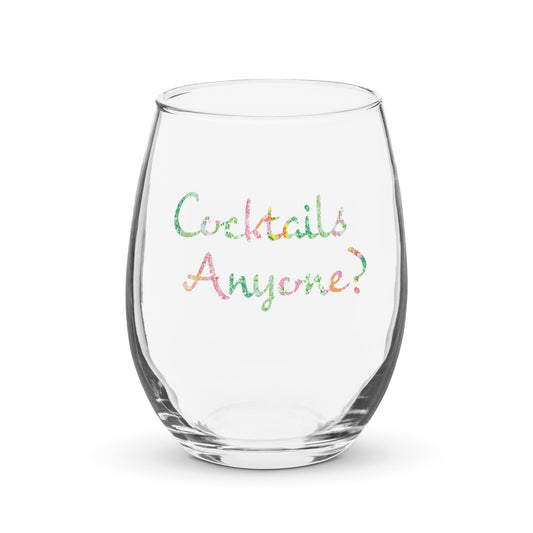 Cocktails Anyone stemless wine glass in pink by The Happy Fun Shop, photo 1 of 5