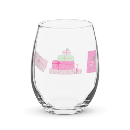 Holiday Presents Stemless wine glass