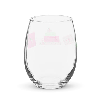 Holiday Presents Stemless wine glass