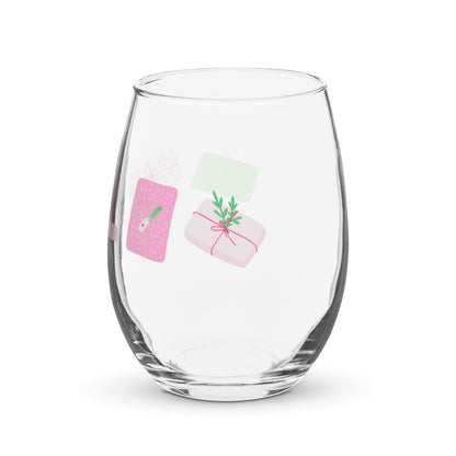 Holiday Presents Stemless wine glass