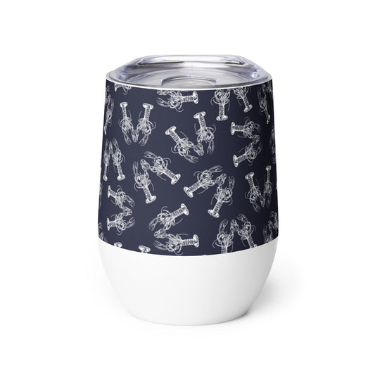 Nauti Love Lobster wine tumbler in navy by The Happy Fun Shop, photo 1 of 8