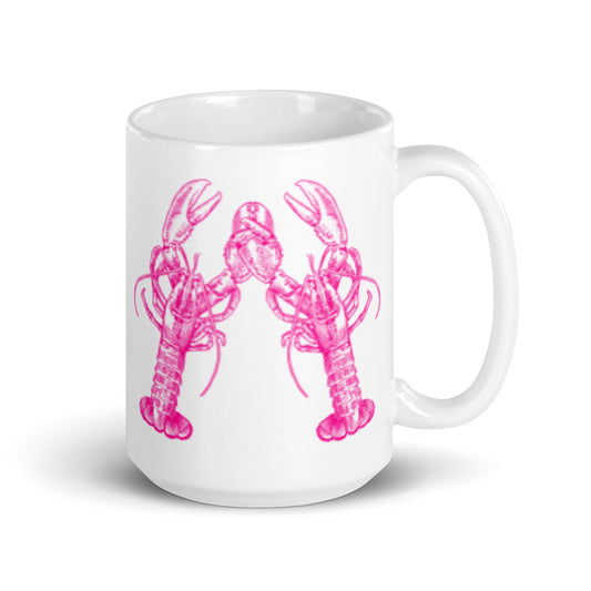 Lobster Love mug in pink and white by The Happy Fun Shop, photo 1 of 3