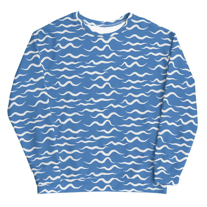 Shark Waves Blue Coastal Unisex Sweatshirt