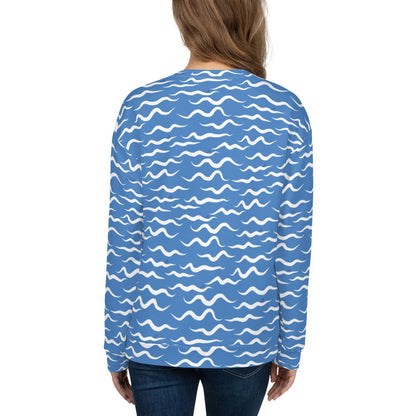 Shark Waves Blue Coastal Unisex Sweatshirt