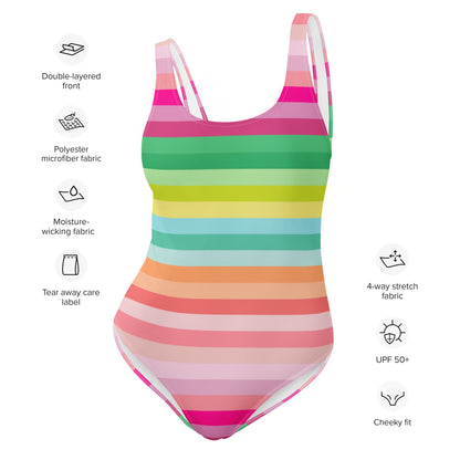 Island Stripe Coastal Rainbow One-Piece Swimsuit