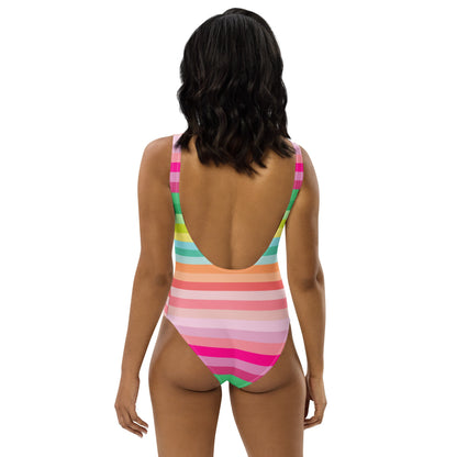 Island Stripe Coastal Rainbow One-Piece Swimsuit